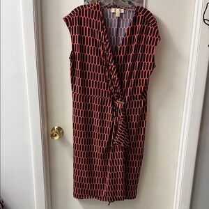 Michael Kors Black and Red Geometric Midi Dress